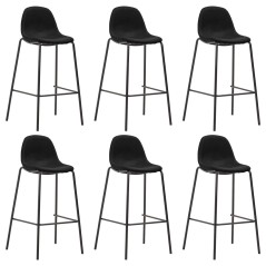 Cadeiras de bar 6 pcs tecido preto