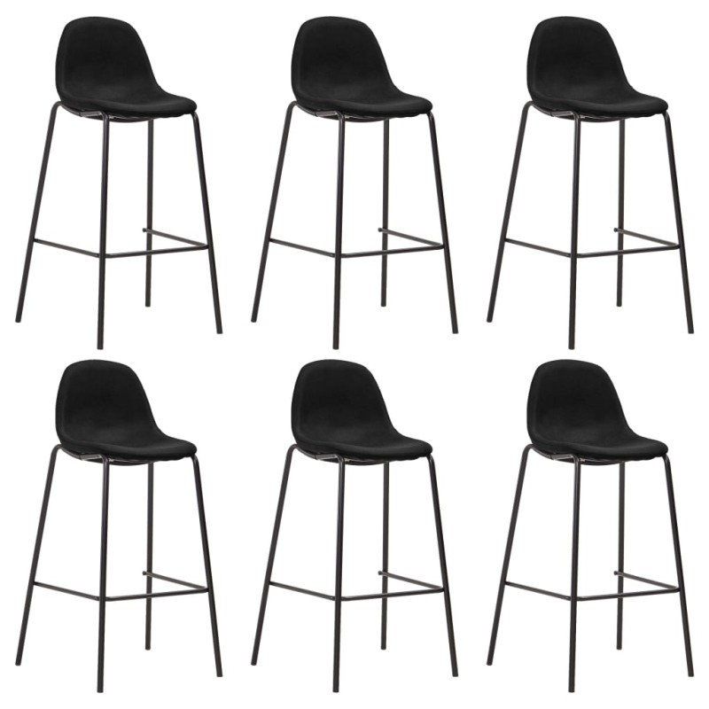 Cadeiras de bar 6 pcs tecido preto-Bancos de bar-Home Retail