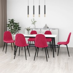 Cadeiras de jantar 6 pcs veludo vermelho tinto