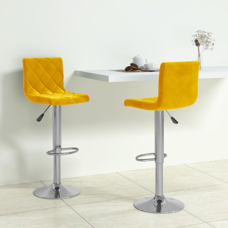 Bancos de bar 2 pcs veludo amarelo mostarda-Bancos de bar-Home Retail