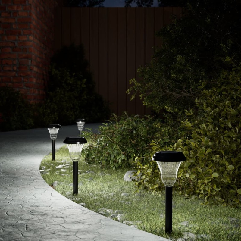 Luzes solares para caminhos com espigões 12 pcs branco-Iluminação de exterior-Home Retail