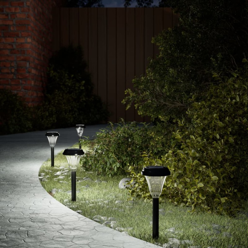 Luzes solares para caminhos com espigões 12 pcs branco-Iluminação de exterior-Home Retail