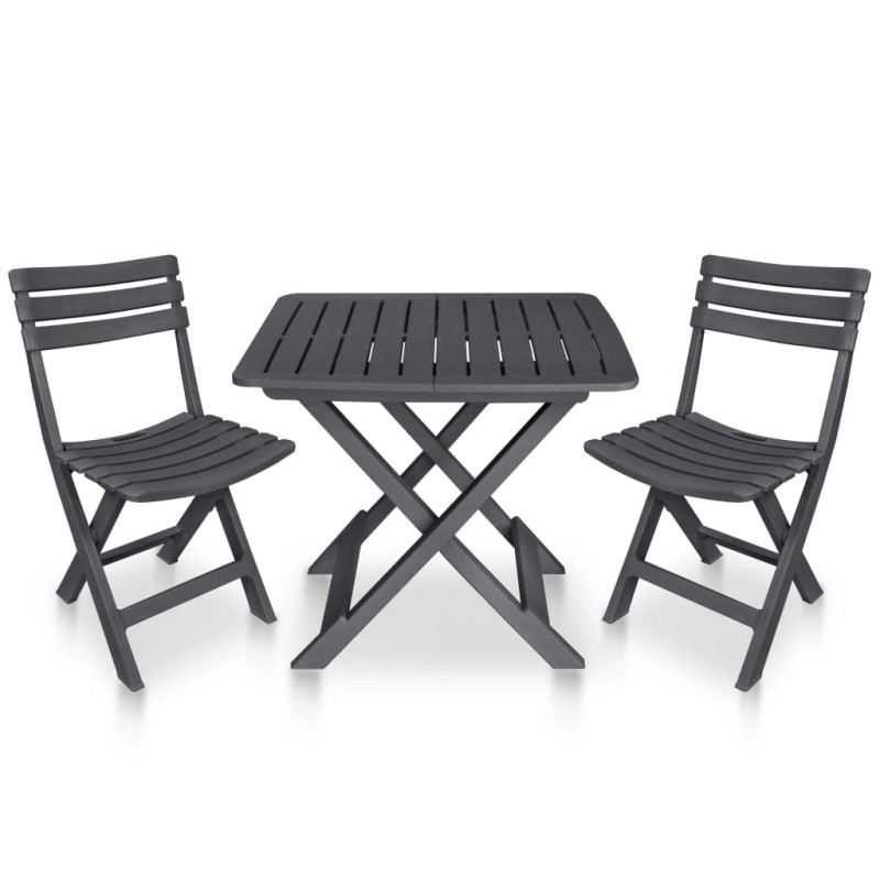 Conjunto bistrô dobrável 3 pcs plástico antracite-Conjuntos de jardim-Home Retail