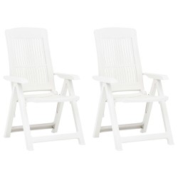 Cadeiras de jardim reclináveis 2 pcs plástico branco