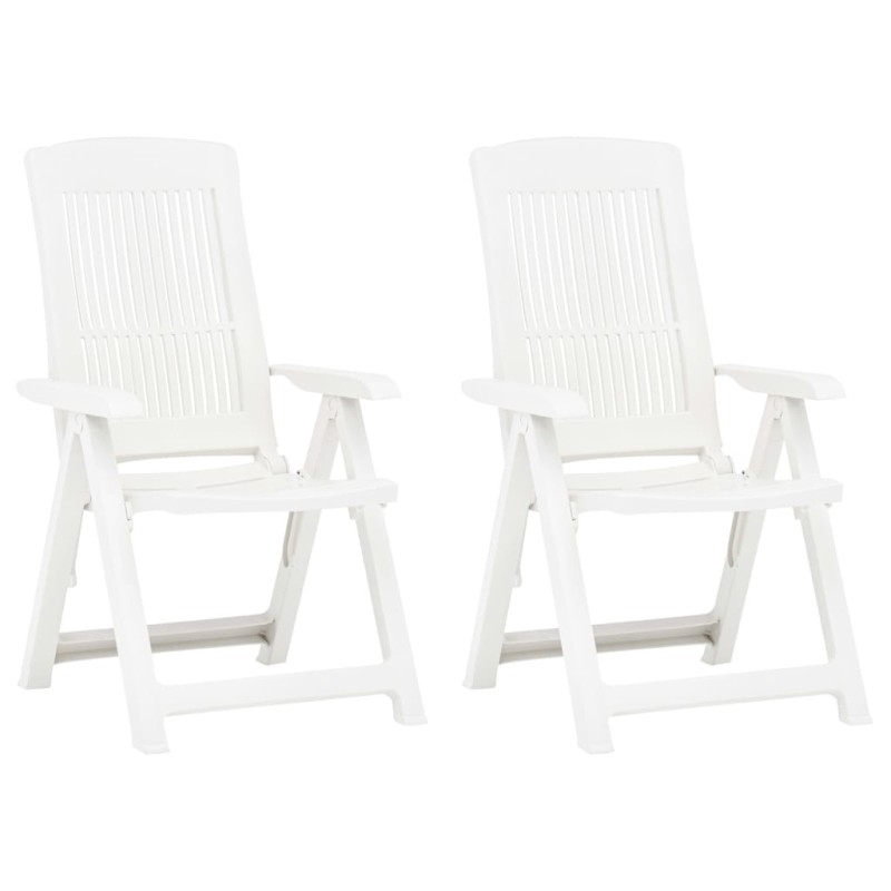 Cadeiras de jardim reclináveis 2 pcs plástico branco-Cadeiras de jardim-Home Retail