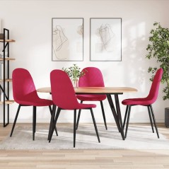 Cadeiras de jantar 4 pcs veludo vermelho tinto