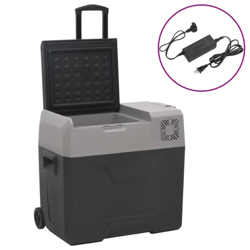 Mala térmica c/ rodas e adaptador 30L polipropileno preto/cinza-Caixas e bolsas térmicas-Home Retail