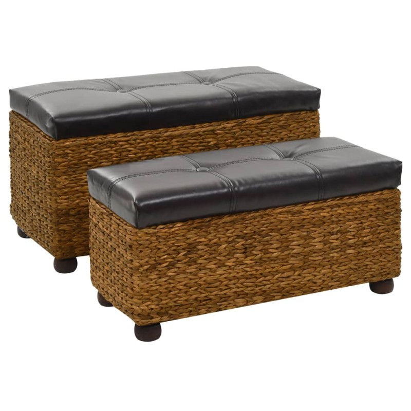 Conjunto de bancos 2 pcs erva marinha castanho-Bancos de arrumação e entrada-Home Retail