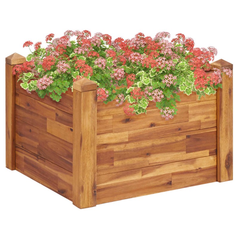 Vaso/floreira de jardim 60x60x44 cm madeira de acácia maciça-Vasos e floreiras-Home Retail