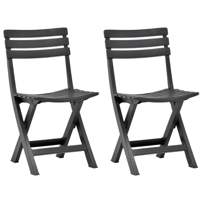 Cadeiras de jardim dobráveis 2 pcs plástico antracite-Cadeiras de jardim-Home Retail