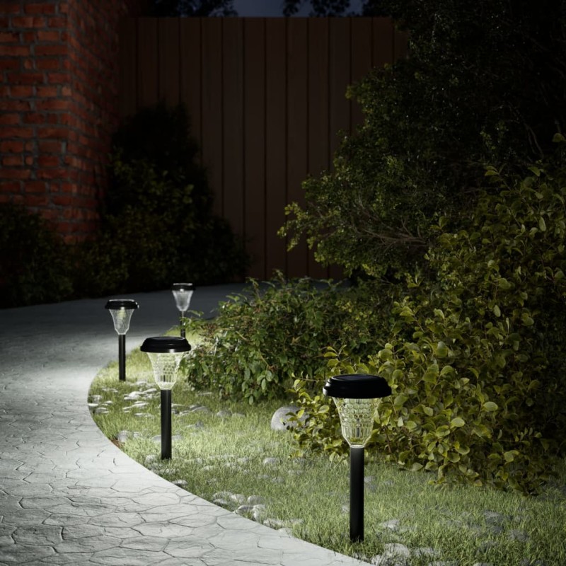 Luzes solares para caminhos com espigões 12 pcs branco-Iluminação de exterior-Home Retail