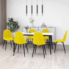 Cadeiras de jantar 6 pcs veludo amarelo mostarda