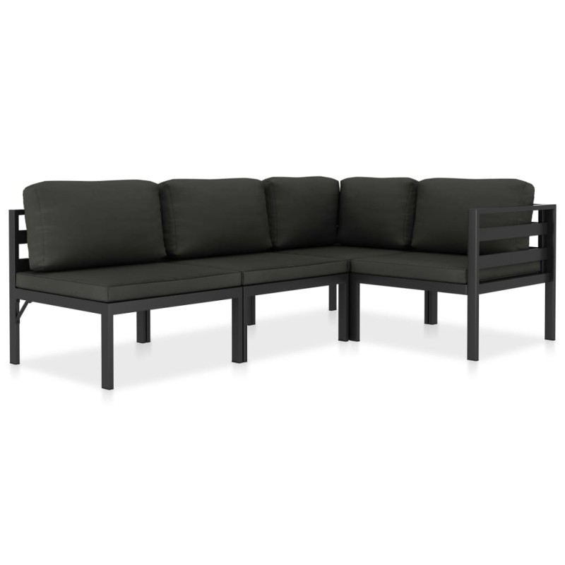 4 pcs conjunto lounge jardim com almofadões alumínio antracite-Conjuntos de jardim-Home Retail