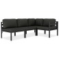 4 pcs conjunto lounge jardim com almofadões alumínio antracite