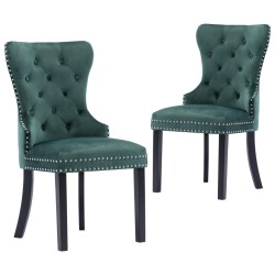 Cadeiras de jantar 2 pcs veludo verde-escuro