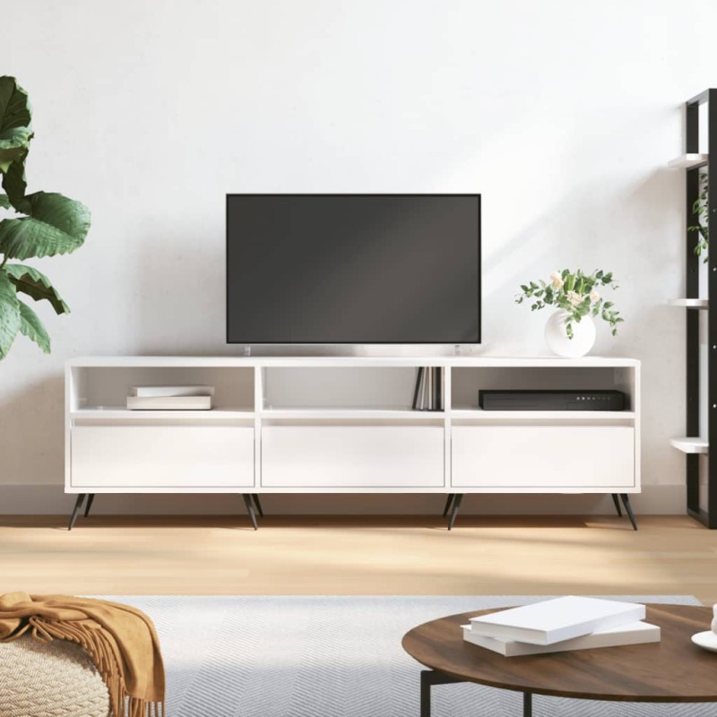 Móvel p/ TV 150x30x44,5 cm derivados madeira branco brilhante-Móveis de TV-Home Retail