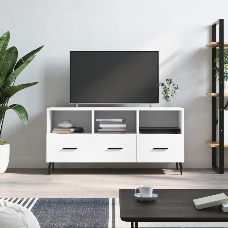 Móvel de TV 102x36x50 cm derivados de madeira branco-Móveis de TV-Home Retail