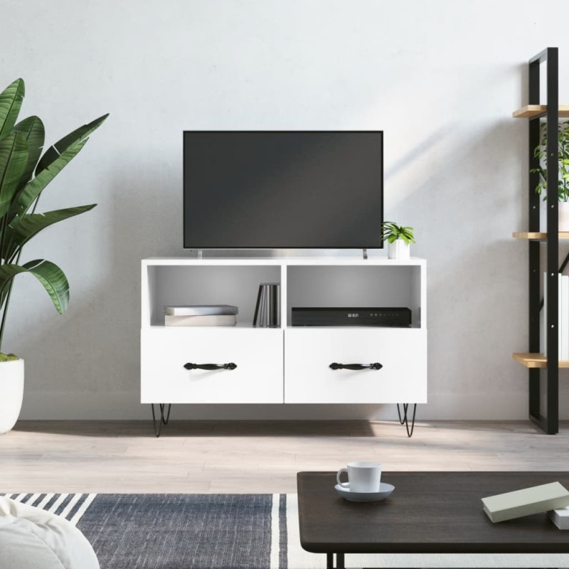 Móvel de TV 80x36x50 cm derivados de madeira branco brilhante-Móveis de TV-Home Retail