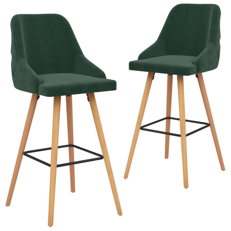 Bancos de bar 2 pcs veludo verde-escuro-Bancos de bar-Home Retail