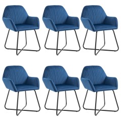 Cadeiras de jantar 6 pcs veludo azul