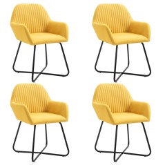 Cadeiras de jantar 4 pcs tecido amarelo