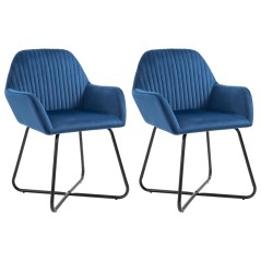 Cadeiras de jantar 2 pcs veludo azul