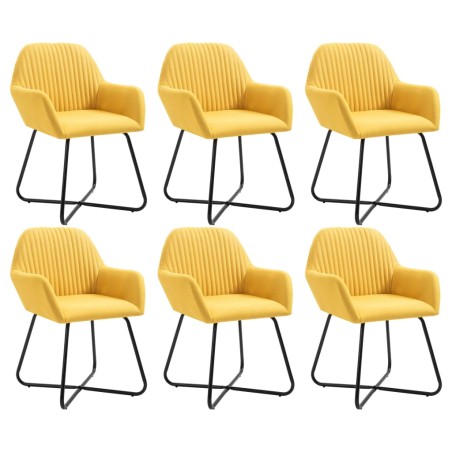 Cadeiras de jantar 6 pcs tecido amarelo