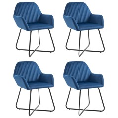 Cadeiras de jantar 4 pcs veludo azul