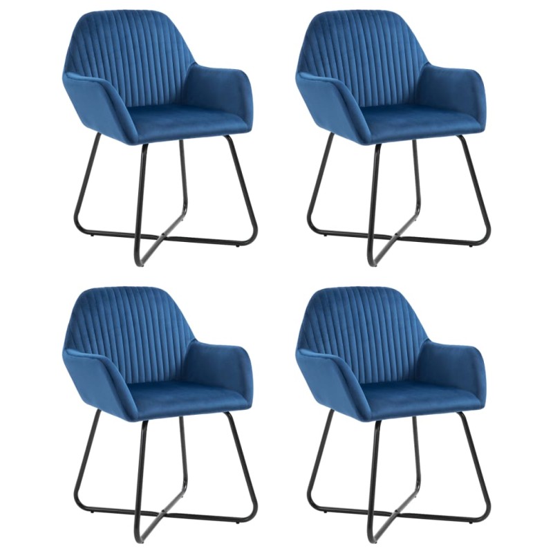 Cadeiras de jantar 4 pcs veludo azul-Cadeiras de cozinha e sala de jantar-Home Retail