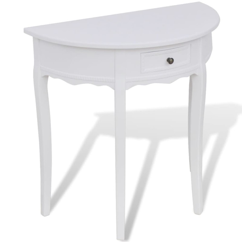 Mesa consola meia-lua com gaveta branco-Mesas de apoio-Home Retail