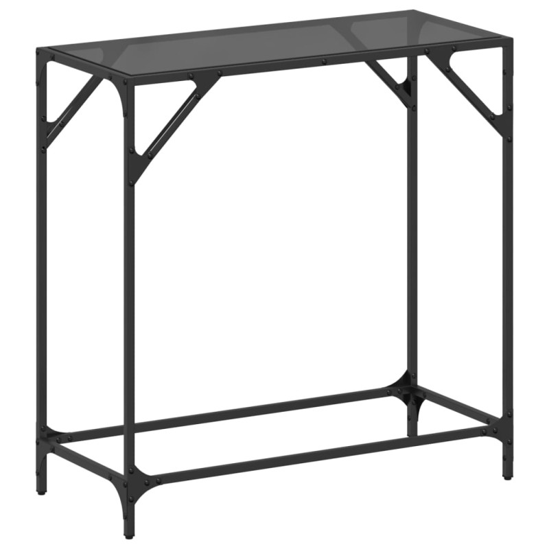 Mesa de centro com tampo em vidro preto 80x35x81 cm aço-Mesas consola-Home Retail