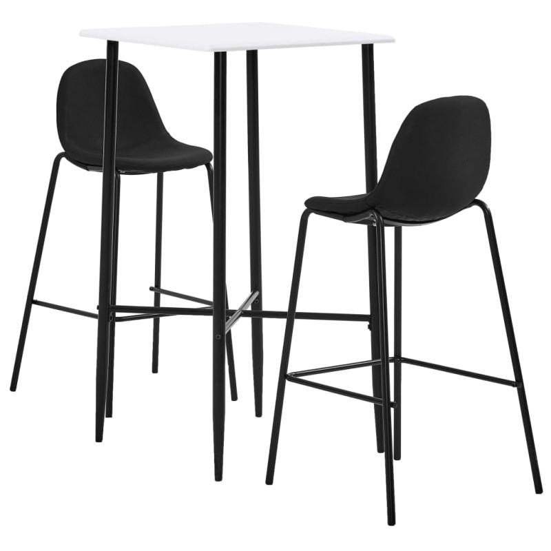 3 pcs conjunto de bar tecido preto-Conjuntos de móveis para cozinha e sala de jantar-Home Retail