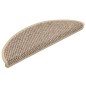 Tapetes escada adesivos aspeto sisal 15 pcs 56x17x3 bege-escuro