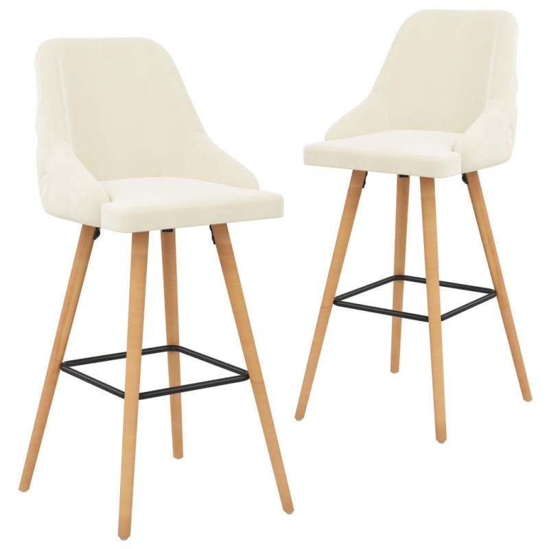 Bancos de bar 2 pcs veludo creme-Bancos de bar-Home Retail