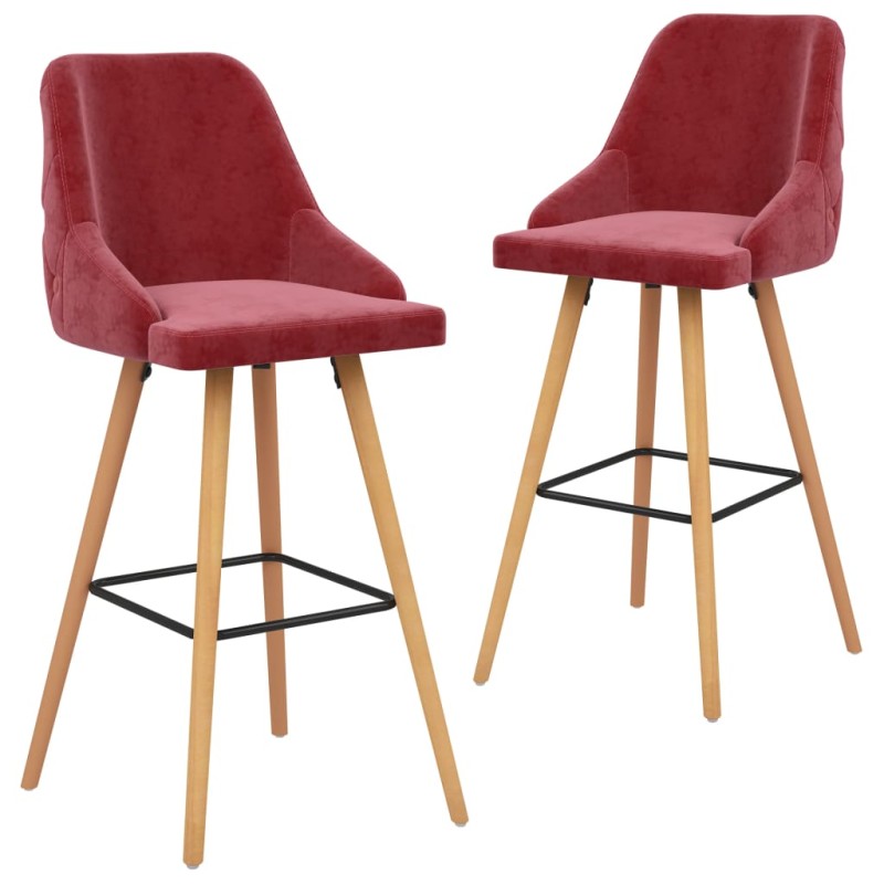 Bancos de bar 2 pcs veludo vermelho tinto-Bancos de bar-Home Retail