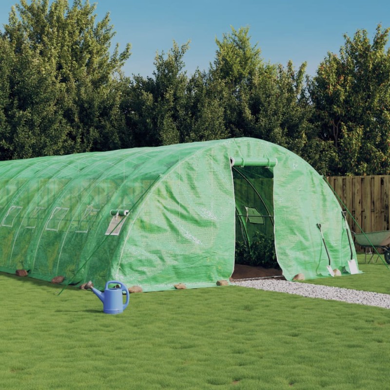 Estufa com estrutura de aço 60 m² 12x5x2,3 m verde-Estufas-Home Retail