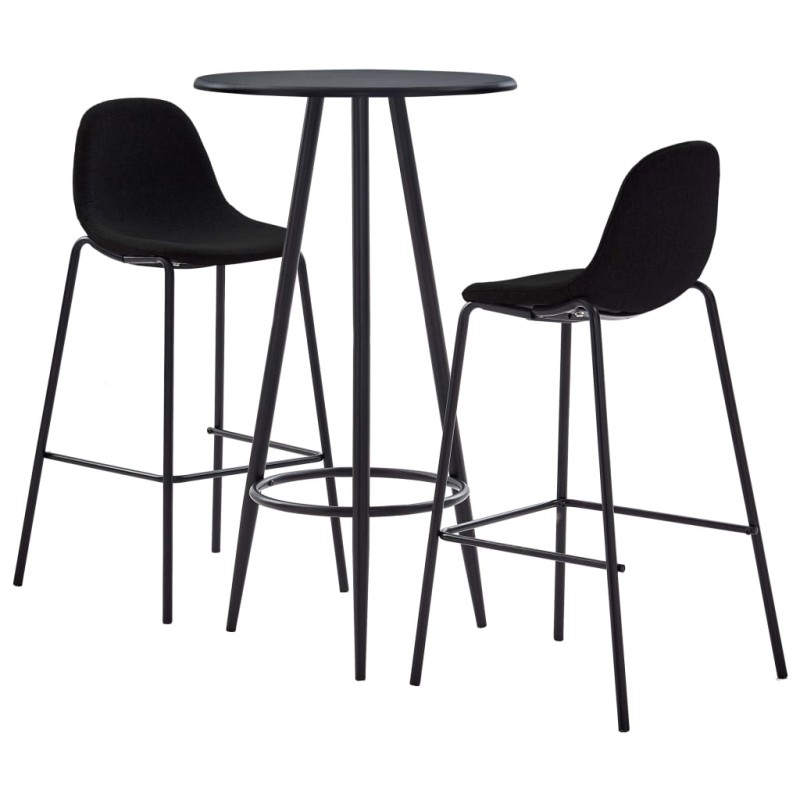 3 pcs conjunto de bar tecido preto-Conjuntos de móveis para cozinha e sala de jantar-Home Retail