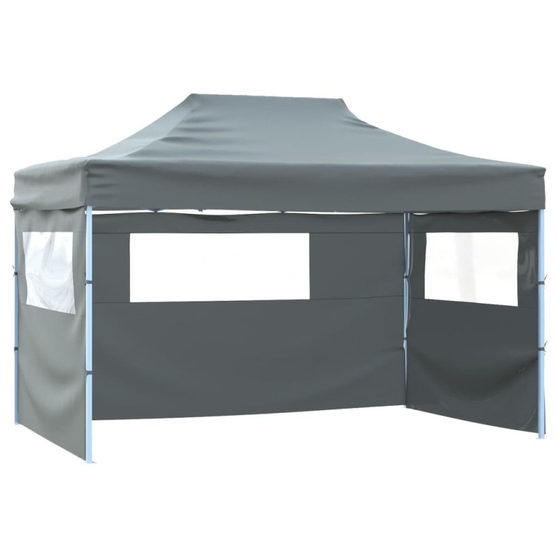 Tenda dobrável profissional festas 3 paredes 3x4m aço antracite-Toldos e gazebos-Home Retail