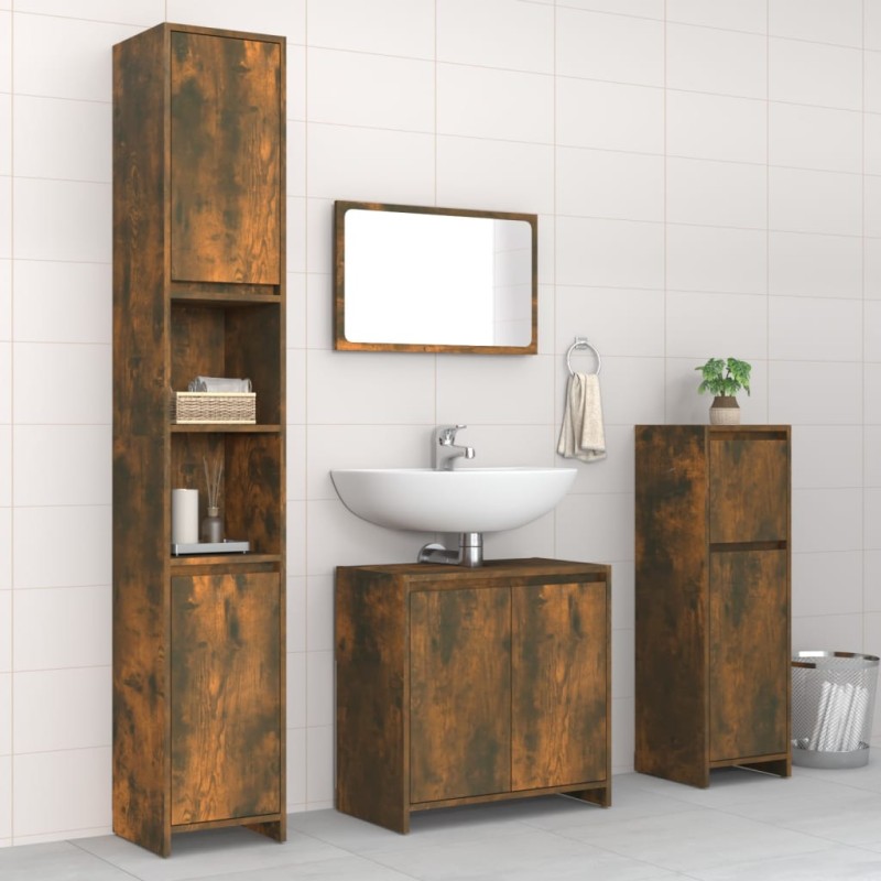 4pcs conjunto de móveis WC derivados de madeira carvalho fumado-Conjuntos de móveis para casa de banho-Home Retail