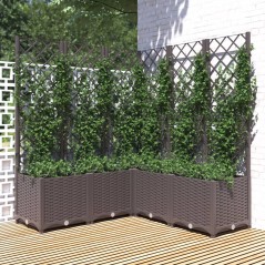 Vaso/floreira jardim c/ treliça 120x120x136 cm PP castanho