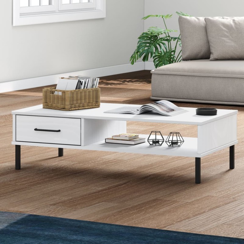 Mesa de centro c/ pernas de metal pinho maciço OSLO branco-Mesas de centro-Home Retail