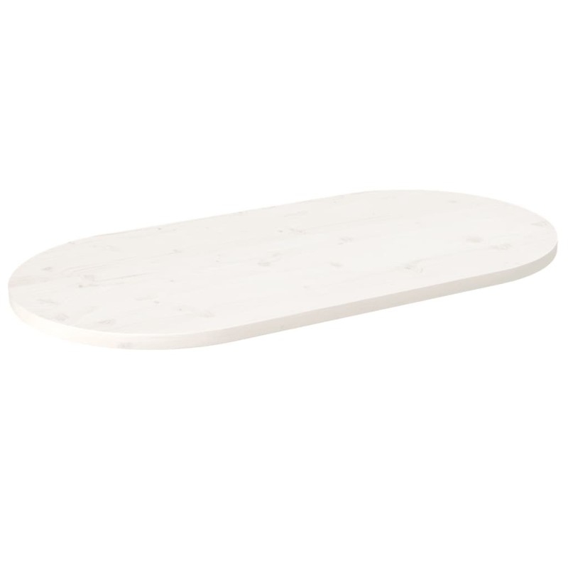 Tampo de mesa oval 100x50x2,5 cm madeira de pinho maciça branco-Tampos de mesa-Home Retail