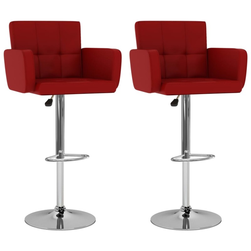 Bancos de bar 2 pcs couro artificial vermelho tinto-Bancos de bar-Home Retail