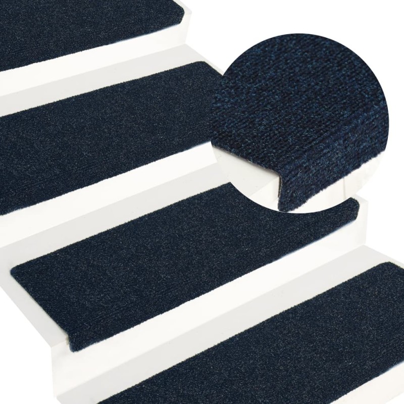 Tapetes de escada 15 pcs 65x21x4 cm tecido agulhado azul-Tapetes antiderrapantes para degraus-Home Retail