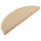 Tapetes escada adesivos aspeto sisal 15pcs 65x21x4cm bege-claro