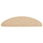 Tapetes escada adesivos aspeto sisal 15pcs 65x21x4cm bege-claro