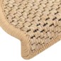 Tapetes escada adesivos aspeto sisal 15pcs 65x21x4cm bege-claro