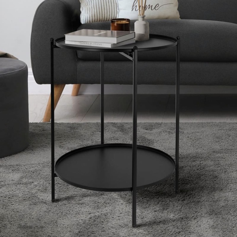 H&S Collection Mesa de apoio metal 50,5 cm preto-Mesas de apoio-Home Retail