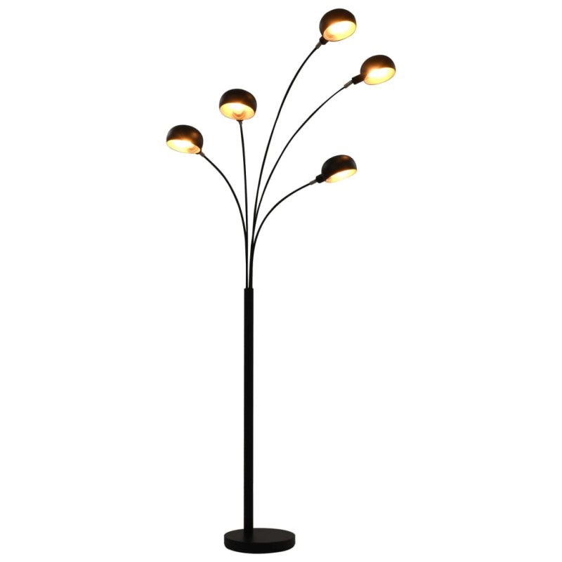 Candeeiro de pé alto 200 cm 5 x E14 preto e dourado-Candeeiros-Home Retail