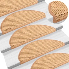 Tapetes escada adesivos aspeto sisal 15 pcs 65x21x4 cm laranja